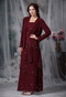 Layers Skirt Burgundy Mother Of The Bride Dress And Coat Modest