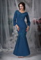 Modest Strong Blue Sleeves Mother Of The Bride Dress Mermaid Modest