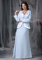 Baby Blue Half Sleeves Mather Of Bride Dress With Bordure Coat Modest