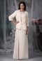 Champagne Chiffon Beaded Mather Of Bride Dress And Coat Modest