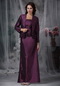 Dark Purple Lace Up Mather Of Bride Dress And Coat Modest