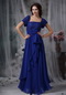 Square Mother Of The Bride Dress Royal Blue Chiffon Fabric Modest