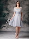 Gray Square Chiffon and Lace Mother Of The Bride Dress Modest