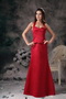 Petite Halter Column Wine Red Mother of the Bride Dress Modest