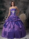 Lavender Ball Gown Strapless Floor-length Taffeta Appliques Prom / Evening Dress Modest