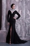 Black Column High-neck Mother Of The Bride Dress Long Sleeves Modest