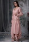 Asymmetrical Pink Chiffon Mother of the Bride Dress With Coat Modest