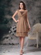 Modest Empire Square Brown Mother Of The Bride Dress Short Modest