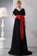 Black Chiffon Mother Of The Bride Dress With Scarlet Belt
