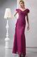 V Neck Cap Sleeves Ruby Chiffon Mother Of The Bride Dress