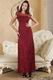 High Neck Burgundy Skirt Dress For Mother Of The Bride