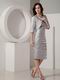 V Neck Grey Mother of the Bride Short Dress With Jacket