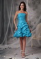 Mini-length Teal Taffeta Beading Sweet 16 Dresses And Gowns Knee Length Sexy