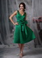 Dark Green V-neck Short Prom Dress Knee Length Cheap Knee Length Sexy