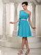 Teal Chiffon One Shoulder Knee Length For Prom Wear Knee Length Sexy