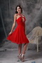 V-neck Knee-length Red Chiffon Beaded Prom Dress Short Knee Length Sexy