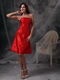 Strapless Knee-length Scarlet Taffeta Short Prom Dress Knee Length Sexy