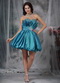 Teal Blue Sexy Mini-length Dancing Dress For Girl Knee Length Sexy