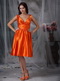 Orange Red V-neck Knee-length Prom Dress Short Knee Length Sexy