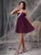 Empire One Shoulder Chiffon Short Prom Dress In Dark Purple Knee Length Sexy