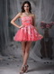 Watermelon Strapless Appliqued Mini Prom Dress Sexy Knee Length Sexy