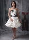 Strapless Lovely Ivory Short Prom Dress With Black Details Knee Length Sexy