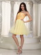 Light Yellow Strapless Cheap Prom Dress Short A-Line Skirt Knee Length Sexy