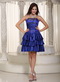 Column Royal Blue Prom Dress With Pretty Printed Flowers Knee Length Sexy