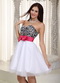 White A-line Leopard Prom Dress Short Skirt With Bowknot Knee Length Sexy