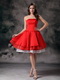 Sexy White and Scarlet Strapless Prom Dress Knee Length Knee Length Sexy
