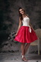 White and Red A-line Prom Dress With Spaghetti Straps Skirt Knee Length Sexy