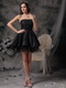 Black A-line Strapless Short Dress For Prom Party 2014 Knee Length Sexy