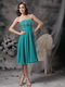 Empire Strapless Knee-length Turquoise Chiffon Prom Dress Knee Length Sexy