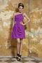 One Shoulder Purple Mini-length Chiffon Short Prom Dress On Sale Knee Length Sexy