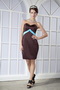 Brown Sweetheart Mini-length Prom Dress With Sky Blue Bowknot Knee Length Sexy