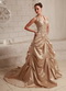 Halter Top Neck Taffeta Champagne Wedding Dress With Embroidery Pregnant