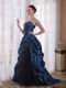 Floor Length Steel Blue Picks-up Prom Ball Gown 2014