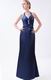 Halter Navy Blue Formal Evening Dress For Juniors