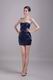 Navy Blue Strapless Mini-length Graduation Party Dress