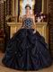 Black Picks-up Design Appliqued Puffy Quinceanera Dress