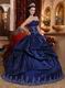 Dark Blue Puffy Sweetheart Quinceanera Dress With Applique