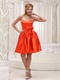 Orange Red Satin Acetate Sweet Girl Homecoming Dress With Bowknot