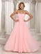 Stylish Ruching Blush Chiffon Bridesmaid Dress Rose Flowers Waist