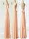 Peach Floor Length Bridesmaid Long Dresses Team-buying Under 80