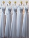 Series Different Neckline Silver Bridesmaid A-line Sash Dress