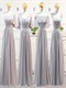 Silver Bridesmaids Wear Long Chiffon Skirt Series Different Each Other