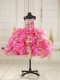 Hot Pink With Gold Sequin Lace Ruffles Ankle Length Pagent Girls Wear