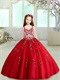Double Straps Red Exquisite Embroidery Ball Gown Puffy Skirt New 2019