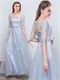 Noble Lucid Half Sleeve Floor Length Silver Mother Of Bride Wear