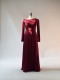 Burgundy Spandex Custom Fit Long Sleeves Mother Of Wedding Dress Traditional